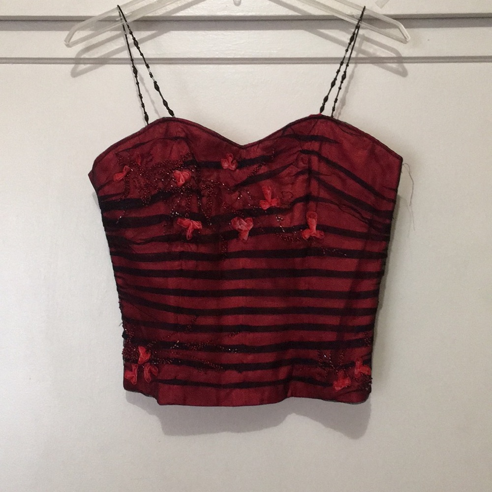 Red and Black Beaded Corset